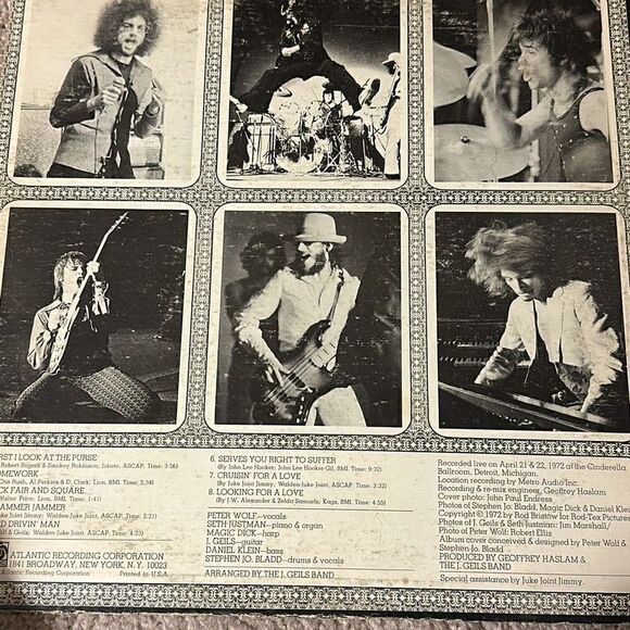 Vintage Atlantic The J. Geils Band Live Full House 1972 LP Vinyl Record Album - Picture 2 of 4